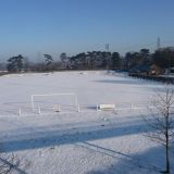 Barrow Town football ground in winter